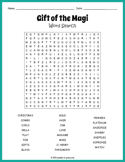 Gift of the Magi Word Search