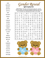 Girl Gender Reveal Word Search thumbnail