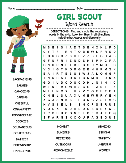 Girl Scout Word Search