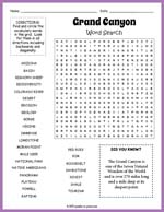 Grand Canyon Word Search Thumbnail