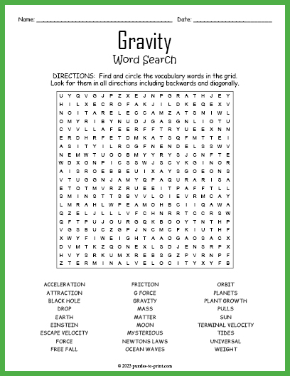 Gravity Word Search