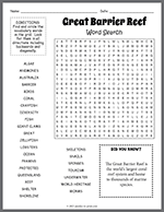 Great Barrier Reef Word Search thumbnail