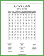 Greek Gods Word Search Thumbnail