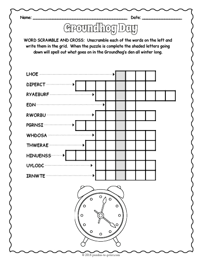 Groundhog Day Word Scramble