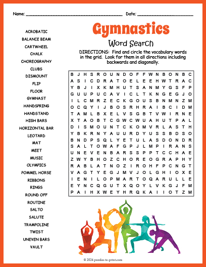 Gymnastics Word Search