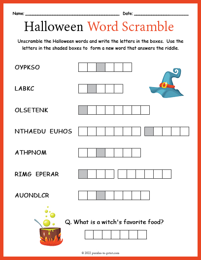 Halloween Word Scramble