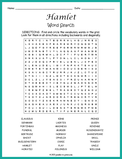Hamlet Word Search
