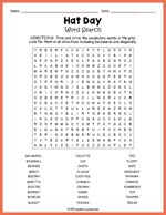 Hat Day Word Search Thumbnail