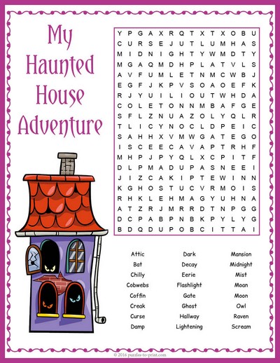 Haunted House Word Search