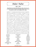 Helen Keller Word Search Thumbnail
