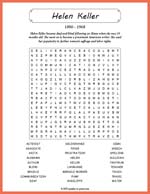 Helen Keller Word Search Thumbnail