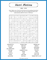 Henri Matisse Word Search thumbnail