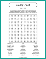 Henry Ford Word Search thumbnail