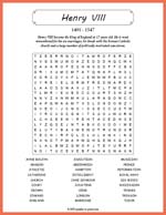 Henry VIII Word Search Thumbnail