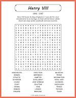 Henry VIII Word Search thumbnail