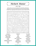 Herbert Hoover Word Search thumbnail