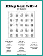 Holidays Around the World Word Search Thumbnail