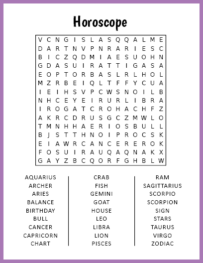 Horoscope Word Search
