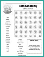 Horse Anatomy Word Search Thumbnail