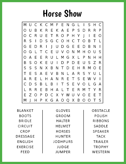 Horse Show Word Search