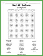 Hot Air Balloon Word Search Thumbnail