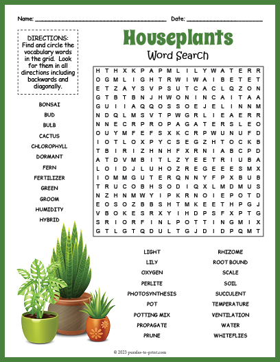 Houseplants Word Search