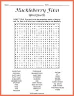 Huckleberry Finn Word Search Thumbnail