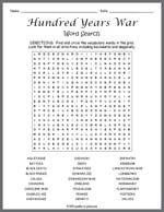 Hundred Years War Word Search Thumbnail