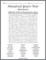 Hundred Years War Word Search Thumbnail