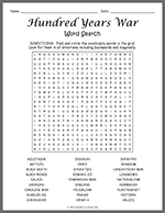 Hundred Years War Word Search thumbnail