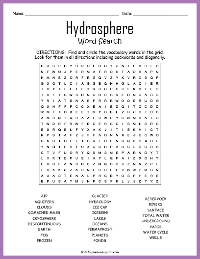 Hydrosphere Word Search