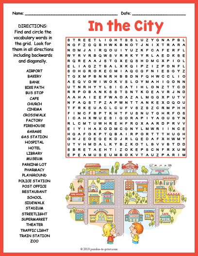 In The City Word Search