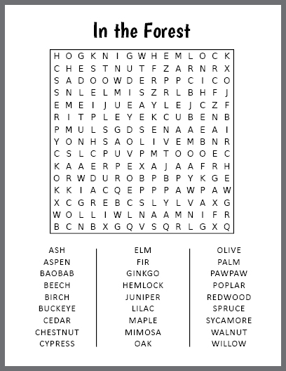 In the Forest Word Search