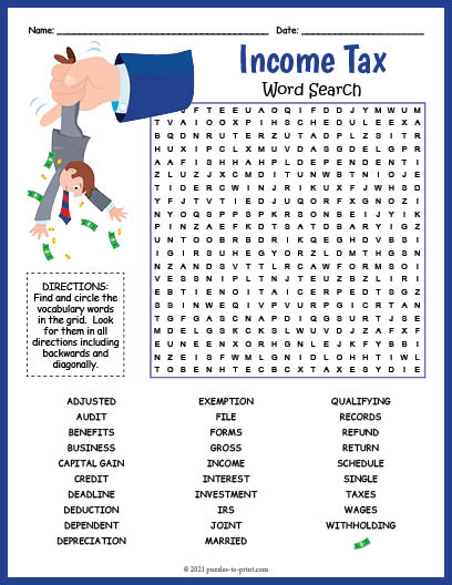 Income Tax Word Search