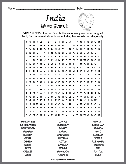 India Word Search