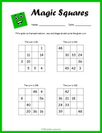 Intermediate Magic Square Worksheet thumbnail