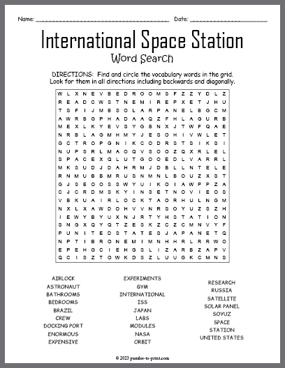 International Space Station Word Search