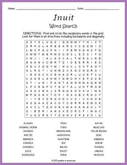 Inuit Word Search