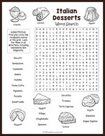 Italian Desserts Word Search thumbnail
