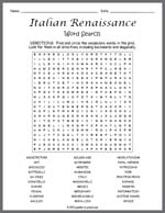 Italian Renaissance Word Search Thumbnail