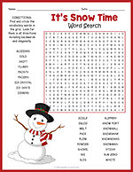 Its Snow Time Word Search thumbnail