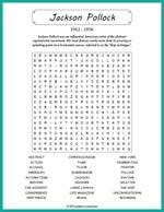 Jackson Pollock Word Search Thumbnail