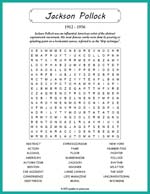 Jackson Pollock Word Search Thumbnail