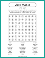 Jane Austen Word Search thumbnail