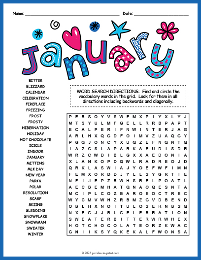 January Word Search