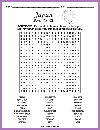 Japan Word Search