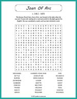 Joan Of Arc Word Search Thumbnail