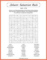 Johann Sebastian Bach Word Search Thumbnail