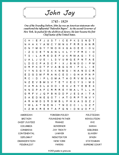 John Jay Word Search