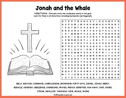 Jonah and the Whale Word Search